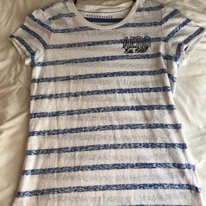 White and Blue striped Aero shirt